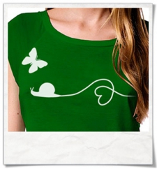 Snail and Butterfly in love / women T-Shirt / Green / Fair and Organic