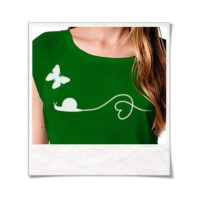 Snail and Butterfly in love / women T-Shirt / Green / Fair and Organic