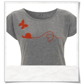 T-Shirt Snail and Butterfly in love Fair Wear in Grey