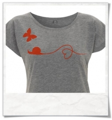 T-Shirt Snail and Butterfly in love Fair Wear in Grey