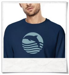 Sweatshirt Sunset with Dolphin in Navy Blue