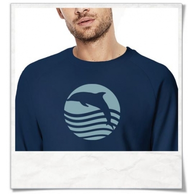 Sweatshirt Sunset with Dolphin in Navy Blue