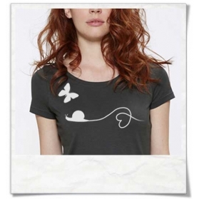  Butterfly & Snail T-Shirt, organic cotton, anthracite