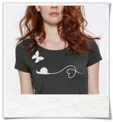 Snail and Butterfly in Love T-Shirt / Anthracite / Fair and Organic