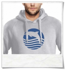 Sunset with Dolphin Hoody for Men in grey, Organic Cotton & Fair Wear