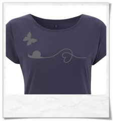 Women's T-Shirt in blue Snail & Butterfly