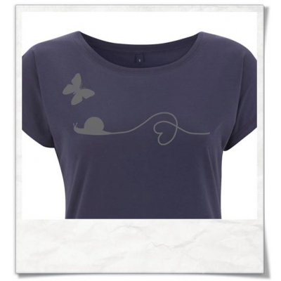 Women's T-Shirt in blue Snail & Butterfly