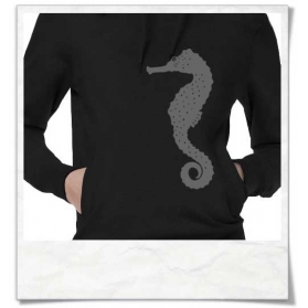 Women's hoodie / Hoody Seahorse in black