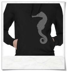 Women's hoodie / Hoody Seahorse in black