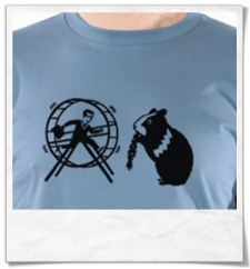  Langarm T-Shirt aus Biobaumwolle Hamster & der Hamsterrad in Blau