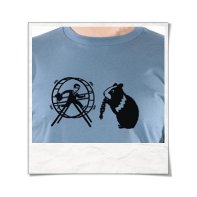  Langarm T-Shirt aus Biobaumwolle Hamster & der Hamsterrad in Blau