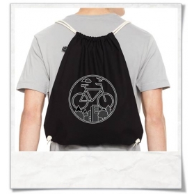 Fair Wear & organic cotton Bike drawstring Bag in black