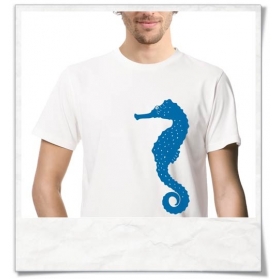 Seahorse T-Shirt fair & organic cotton in white & blue
