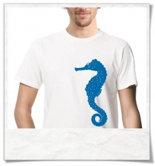 Seepferdchen T-Shirt für Männer aus Biobaumwolle in Weiß & Blau