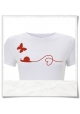 Schnecke und Schmetterling / Frauen T-Shirt in Weiß & Rot / Fair & aus Biobaumwolle