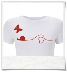 Snail and Butterfly in love / women T-Shirt / Red / Fair Organic and Eco