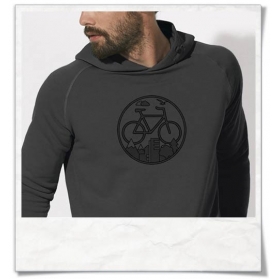 Bike hoodie in gray & black Fair Wear & organic cotton