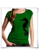 Bambus T-Shirt / Top Seepferdchen für Frauen in Grün / Fair und Bio