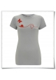 Schnecke & Schmetterling / Frauen T-Shirt in Grau & Rot / Fair Wear & aus Biobaumwolle