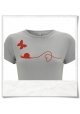 Snail and Butterfly / women T-Shirt / Red & gray / Fair Organic and Eco