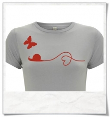 T-Shirt Schnecke & Schmetterling T-Shirt fair hergestellt & aus Biobaumwolle in Grau und Gelb