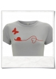 Organic cotton Tee Snail and Butterfly in red and gray