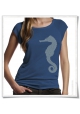 Seepferdchen Frauen T-Shirt aus Bambus in blau / Fair & Bio