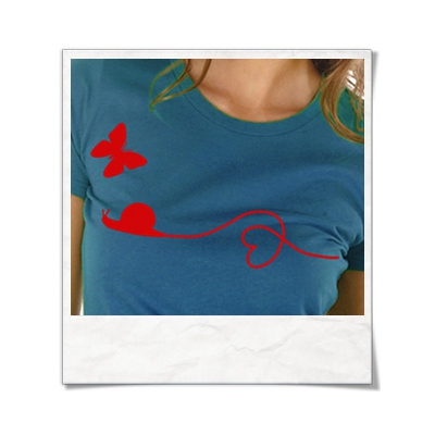 Snail and Butterfly in love / women T-Shirt / Blue / Fair Organic and Eco
