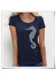 Seepferdchen T-Shirt für Frauen in Blau / Navy-Blau aus Biobaumwolle