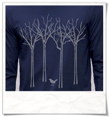 The bird in the forest / Longsleeve men T-Shirt / Navy / Fair and Organic