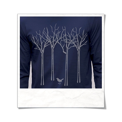 Vogel im Wald Langarm Männer T-Shirt / Navy / Fair und Bio