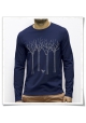 The bird in the forest / Longsleeve men T-Shirt / Navy / Fair and Organic