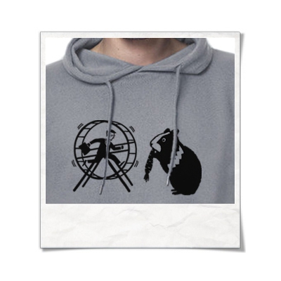 Hamster / Hamsterwheel / men Hoodie / Grau / Fair Organic and Eco