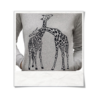 Giraffes in love / women Hoodie / Grey / Fair and Organic