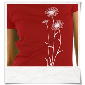 Flowers T-Shirt in Darkred and white