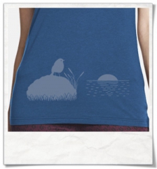 The Bird & The Sunset / women T-Shirt / Blue / Fair and Organic