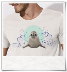 Robbe / Seehund / Männer T-Shirt / Weiss / Fair Bio und Öko