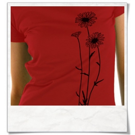 Blumen T-Shirt in Rot & Schwarz aus Bio-Baumwolle