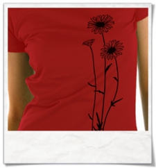 Blumen T-Shirt in Rot & Schwarz aus Bio-Baumwolle