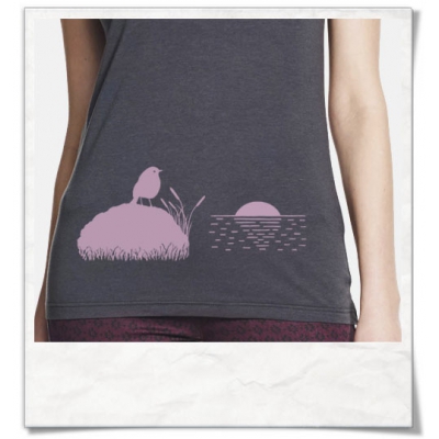 The Bird & The Sunset / women T-Shirt / Grey / Fair and Organic