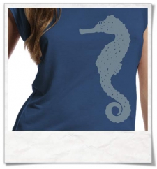 Seahorse / women T-Shirt / Blue / Fair and Organic