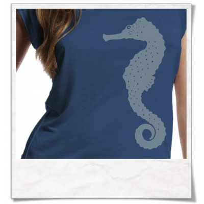 Seahorse / women T-Shirt / Blue / Fair and Organic