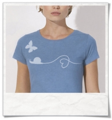 Damen T-Shirt Schnecke und Schmetterling 