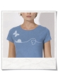 Damen T-Shirt Schnecke und Schmetterling 