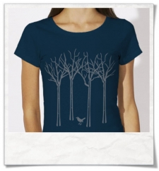 The bird in the forest women T-Shirt / Navy 