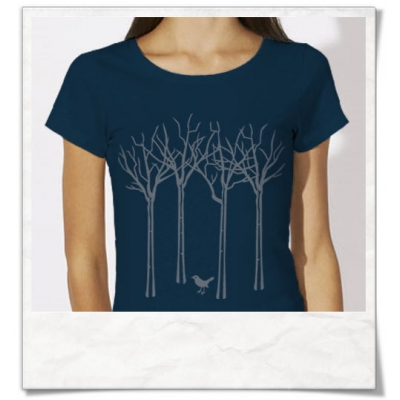 The bird in the forest women T-Shirt / Navy 