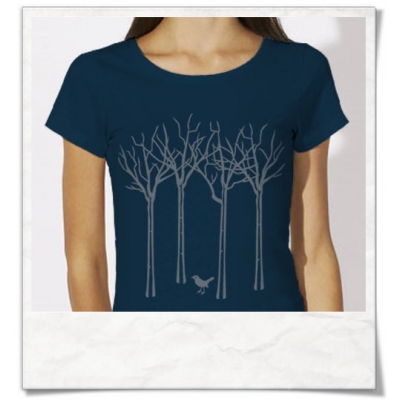 The bird in the forest women T-Shirt / Navy 