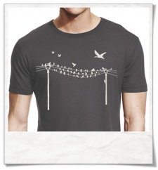 Birds on a wire / men T-Shirt / Grey