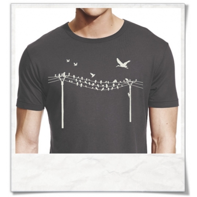 Birds on a wire / men T-Shirt / Grey