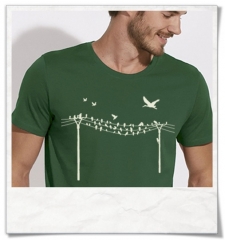 Birds on a wire / men's T-Shirt in green